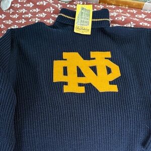Stadium Athletics Men's Navy Turtleneck Sweater with Gold Emblem